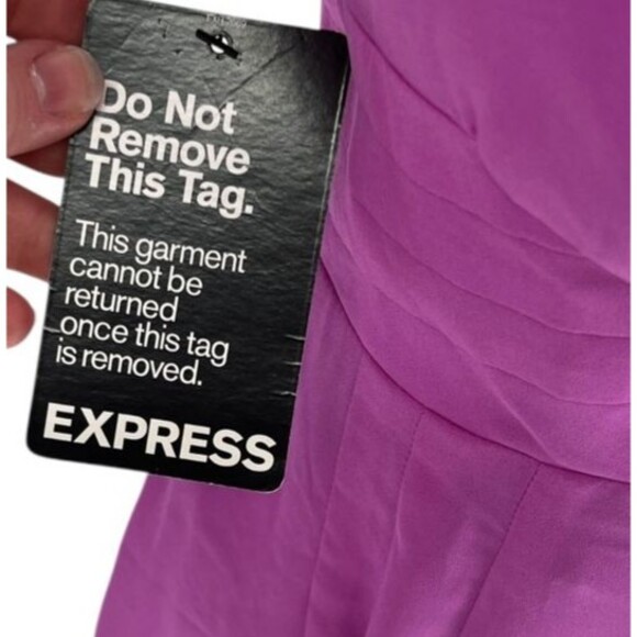 Express Dress Women's Size 4 Purple Strapless Ruched Barbiecore NEW - Picture 6 of 6